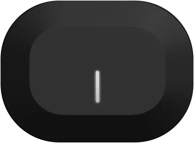 The client's black clip-on sensor unit with a single light